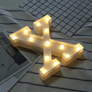 Alphabet X English Letter Shape Decorative Light, Dry Battery Powered Warm White Standing Hanging LED Holiday Light (OEM)