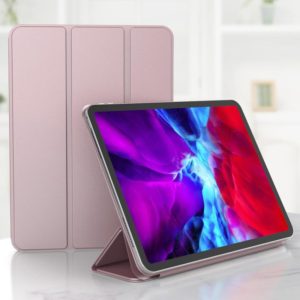 For iPad Pro 11 (2020) Horizontal Flip Ultra-thin Double-sided Clip Magnetic PU Leather Tablet Case with Three-folding Holder & Sleep / Wake-up Function(Rose Red) (OEM)
