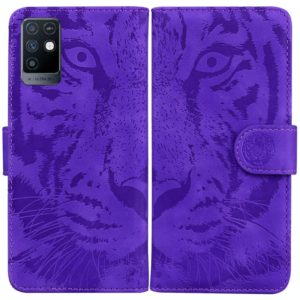 For Infinix Note 10 X693 Tiger Embossing Pattern Horizontal Flip Leather Phone Case(Purple) (OEM)