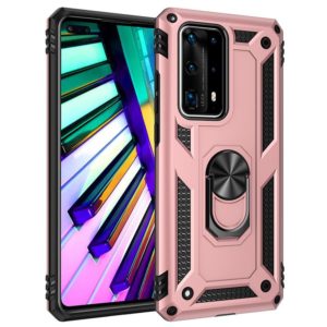 For Huawei P40 Pro Shockproof TPU + PC Protective Case with 360 Degree Rotating Holder(Rose Gold) (OEM)
