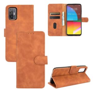 For HTC Desire 21 Pro 5G Solid Color Skin Feel Magnetic Buckle Horizontal Flip Calf Texture PU Leather Case with Holder & Card Slots & Wallet(Brown) (OEM)