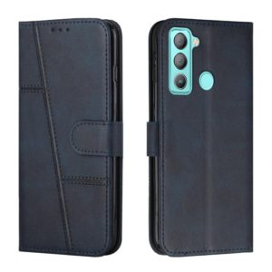 For Tecno Pop 5 LTE Stitching Calf Texture Buckle Leather Phone Case(Blue) (OEM)