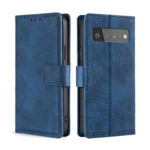 For Google Pixel 6 Pro Skin Feel Crocodile Texture Magnetic Clasp Horizontal Flip PU Leather Case with Holder & Card Slots & Wallet(Blue) (OEM)