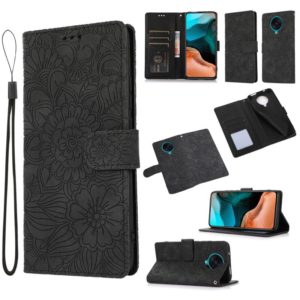 For Xiaomi Redmi K30 Pro Skin Feel Embossed Sunflower Horizontal Flip Leather Case with Holder & Card Slots & Wallet & Lanyard(Black) (OEM)