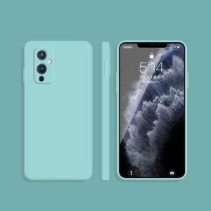 For OnePlus 9 Solid Color Imitation Liquid Silicone Straight Edge Dropproof Full Coverage Protective Case(Sky Blue) (OEM)