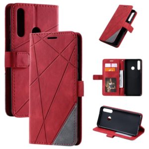 For Huawei Y6p Skin Feel Splicing Horizontal Flip Leather Case with Holder & Card Slots & Wallet & Photo Frame(Red) (OEM)