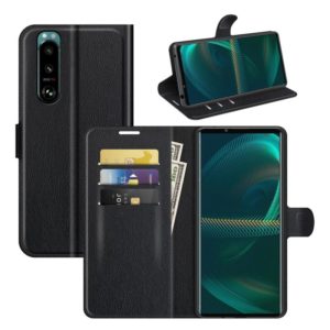 For Sony Xperia 5 III Litchi Texture Horizontal Flip Protective Case with Holder & Card Slots & Wallet(Black) (OEM)
