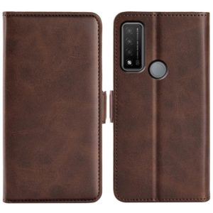 For TCL 20 R 5G Dual-side Magnetic Buckle Horizontal Flip Phone Leather Case with Holder & Card Slots & Wallet(Brown) (OEM)