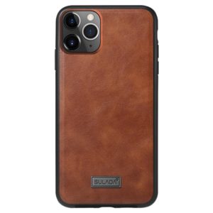For iPhone 11 Pro Max SULADA Shockproof TPU + Handmade Leather Protective Case(Brown) (SULADA) (OEM)