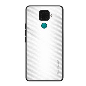For Huawei Nova 5i Pro Texture Gradient Glass Protective Case(White) (OEM)