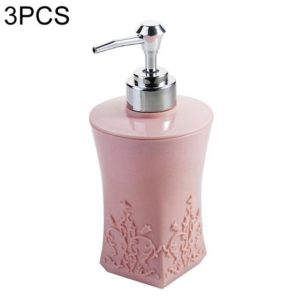 Square Press Style Carved Shower Gel Hand Soap Fill Empty Bottle (Light Pink) (OEM)