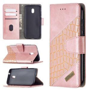 For Nokia C1 Plus Matching Color Crocodile Texture Horizontal Flip PU Leather Case with Wallet & Holder & Card Slots(Rose Gold) (OEM)