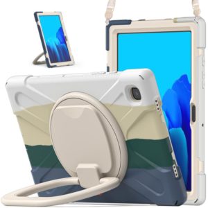 For Samsung Galaxy Tab A7 10.4 (2020) T500 / T505 Silicone + PC Protective Case with Holder & Shoulder Strap(Colorful Green) (OEM)