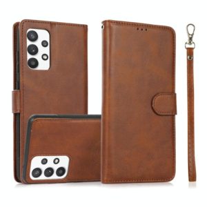 For Samsung Galaxy A32 Calf Texture 2 in 1 Detachable Magnetic Back Cover Horizontal Flip Leather Case with Holder & Card Slots & Wallet & Photo Frame(Brown) (OEM)