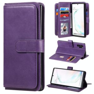 For Samsung Galaxy Note10+ Multifunctional Magnetic Copper Buckle Horizontal Flip Solid Color Leather Case with 10 Card Slots & Wallet & Holder & Photo Frame(Purple) (OEM)