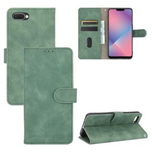 For OPPO A5(AX5) / A3s / A12e Solid Color Skin Feel Magnetic Buckle Horizontal Flip Calf Texture PU Leather Case with Holder & Card Slots & Wallet(Green) (OEM)