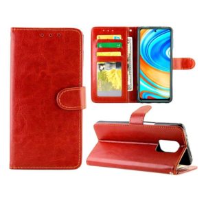For Xiaomi Redmi Note 9 Pro/Note 9S Crazy Horse Texture Leather Horizontal Flip Protective Case with Holder & Card Slots & Wallet & Photo Frame(Brown) (OEM)
