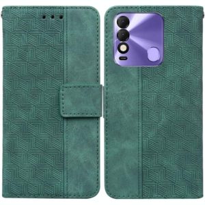 For Tecno Spark 8 / 8T Geometric Embossed Leather Phone Case(Green) (OEM)