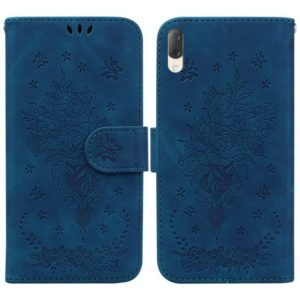 For Sony Xperia L3 Butterfly Rose Embossed Leather Phone Case(Blue) (OEM)