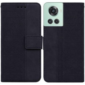 For OnePlus 10R / Ace Geometric Embossed Leather Phone Case(Black) (OEM)