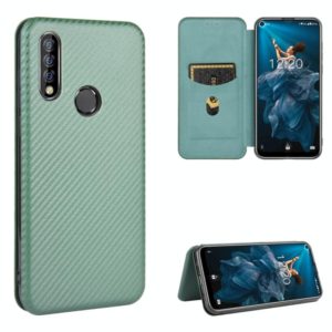 For Oukitel C17 / C17 Pro Carbon Fiber Texture Horizontal Flip TPU + PC + PU Leather Case with Card Slot(Green) (OEM)