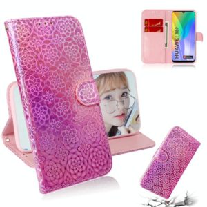 For Huawei Y6p Solid Color Colorful Magnetic Buckle Horizontal Flip PU Leather Case with Holder & Card Slots & Wallet & Lanyard(Pink) (OEM)