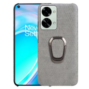 For OnePlus Nord 2T 5G Ring Holder Honeycomb PU Phone Case(Grey) (OEM)