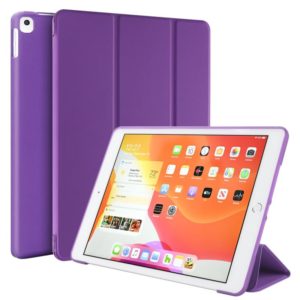 Three-folding Surface PU Leather TPU Matte Soft Bottom Case with Holder & Sleep / Wake-up Function For iPad 10.2 2021 / 2020 / 2019 / iPad Pro 10.5 inch (Purple) (OEM)