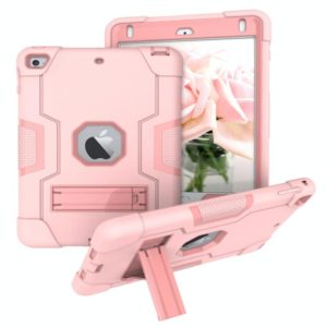 For iPad Mini 5 / 4 Contrast Color Silicone + PC Combination Case with Holder(Rose Gold) (OEM)