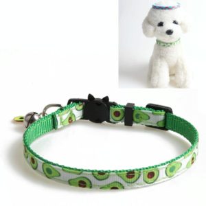 Pet Webbing Fruit Cat Collar With Fruit Accessories Bell Pet Collar, Size:1x28cm(Avocado) (OEM)
