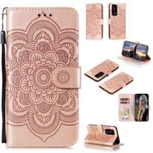For Huawei P40 pro+ Mandala Embossing Pattern Horizontal Flip PU Leather Case with Holder & Card Slots & Walle & Lanyard(Pink) (OEM)