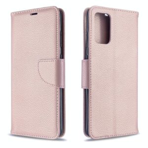 For Galaxy S20+ Litchi Texture Pure Color Horizontal Flip PU Leather Case with Holder & Card Slots & Wallet & Lanyard(Rose Gold) (OEM)