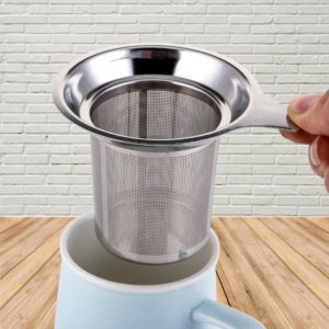 304 Stainless Steel Teapot Flat Bottom High Density Strainer With Handle(Silver) (OEM)