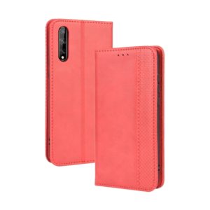 For Huawei P Smart S/Y8p/Enjoy 10S Magnetic Buckle Retro Crazy Horse Texture Horizontal Flip Leather Case , with Holder & Card Slots & Photo Frame(Red) (OEM)