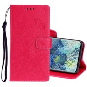 For Samsung Galaxy A31 Pressed Printing Butterfly Pattern Horizontal Flip Leather Case with Holder & Card Slots(Red) (OEM)