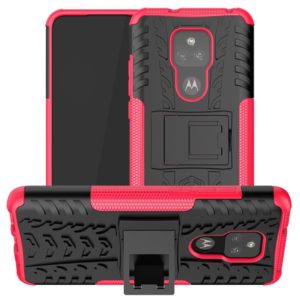 For Motorola Moto G Play (2021) Tire Texture Shockproof TPU+PC Protective Case with Holder(Pink) (OEM)