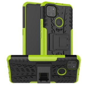 For Motorola Moto G9 Power Tire Texture Shockproof TPU+PC Protective Case with Holder(Green) (OEM)