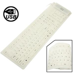 109 Keys USB 2.0 Full Sized Waterproof Flexible Silicone Keyboard (White) (OEM)