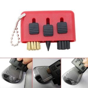 3 PCS Golf Multi-Function Cleaning Brush Portable Groove Slit Cleaning Brush(Red) (OEM)
