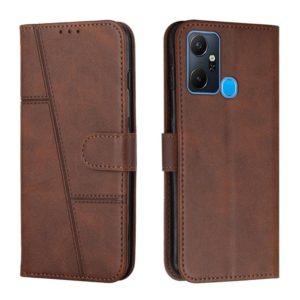 For Infinix Smart 6 Plus Stitching Calf Texture Buckle Leather Phone Case(Brown) (OEM)