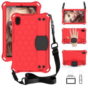 For Galaxy Tab A 8.4(2020) T307 Honeycomb Design EVA + PC Material Four Corner Anti Falling Flat Protective Shell With Strap(Red+Black) (OEM)
