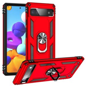 For Google Pixel 6A Shockproof TPU + PC Protective Case with 360 Degree Rotating Holder(Red) (OEM)