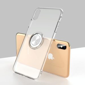 For iPhone XS Transparent TPU Metal Ring Case with Metal Ring Holder (Transparent) (OEM)