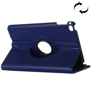 Litchi Texture 360 Degrees Rotating Horizontal Flip Solid Color Leather Case with Holder and Intelligent Sleep / Wake-up Function for iPad Pro 12.9 2018(Dark Blue) (OEM)