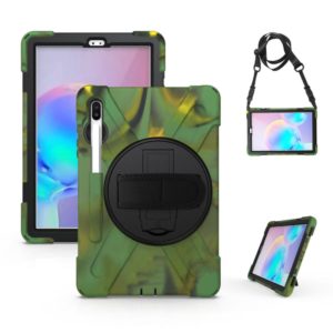 For Samsung Galaxy Tab S6 10.5 inch T860 / T865 Shockproof Colorful Silicone + PC Protective Case with Holder & Shoulder Strap & Hand Strap & Pen Slot(Camouflage) (OEM)