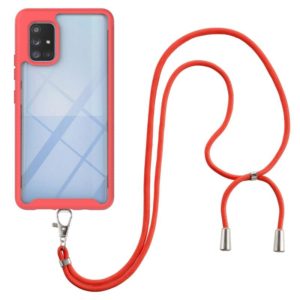 For Samsung Galaxy A71 5G Starry Sky Solid Color Series Shockproof PC + TPU Protective Case with Neck Strap(Red) (OEM)