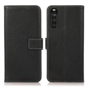 For Sony Xperia 10 III Litchi Texture PU + TPU Horizontal Flip Leather Case with Holder & Card Slots & Wallet(Black) (OEM)