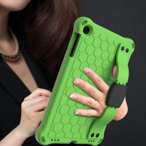 For iPad mini 5 / 4 / 3 / 2 /1 Honeycomb Design EVA + PC Four Corner Anti Falling Flat Protective Shell With Straps(Green+Black) (OEM)