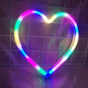 Neon LED Modeling Lamp Decoration Night Light, Power Supply: Battery or USB(Colorful Love Heart) (OEM)