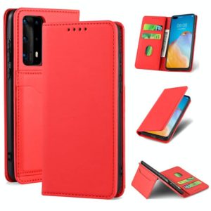 For Huawei P40 Pro Strong Magnetism Liquid Feel Horizontal Flip Leather Case with Holder & Card Slots & Wallet(Red) (OEM)
